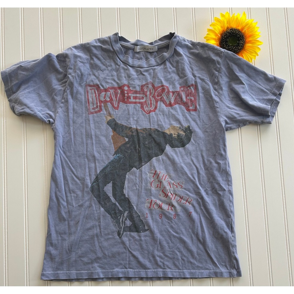 The Glass Spider Tour 1987 David Bowie Light Blue Daydreamer Graphic Tee shirt